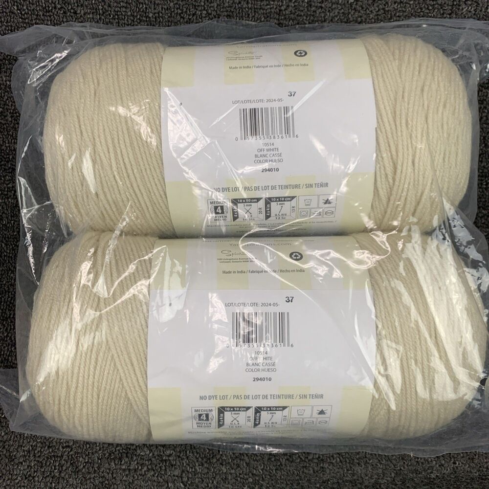 Lot Of 2 Yarnspirations Caron One Pound Off White Acrylic Yarn 16oz 812yds - Picture 3 of 6
